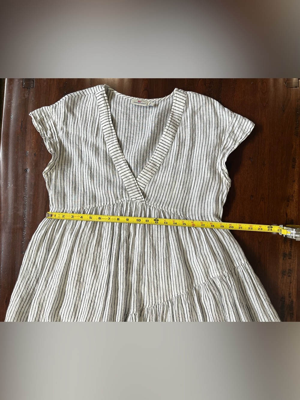 Vineyard vines Striped V-Neck Tiered Mini Dress in White and Black - Picture 5 of 9